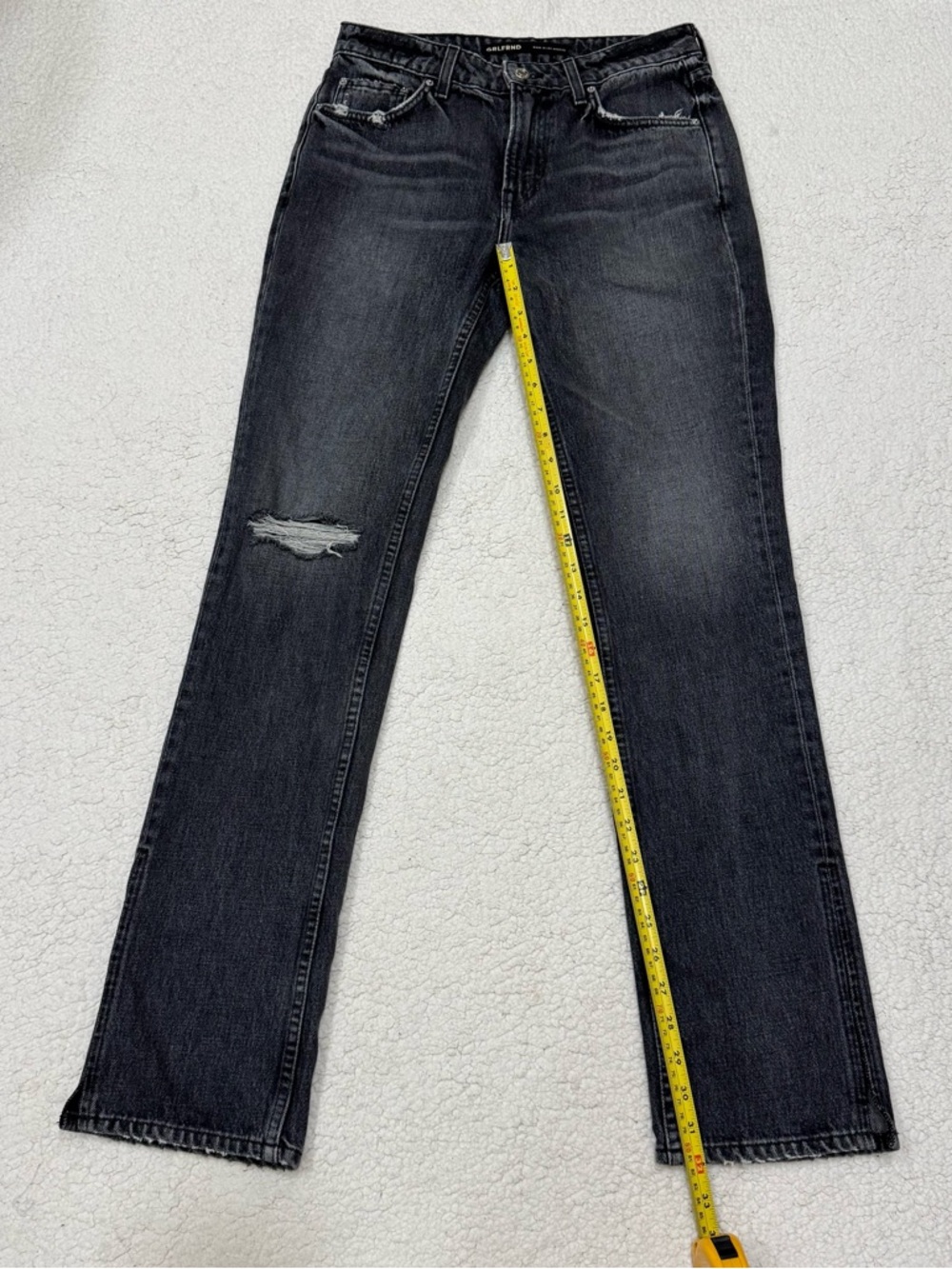 GRLFRND Hailey Low Rise Slim Boot With Slit Empire State Black $235 Size 26 - Picture 7 of 10